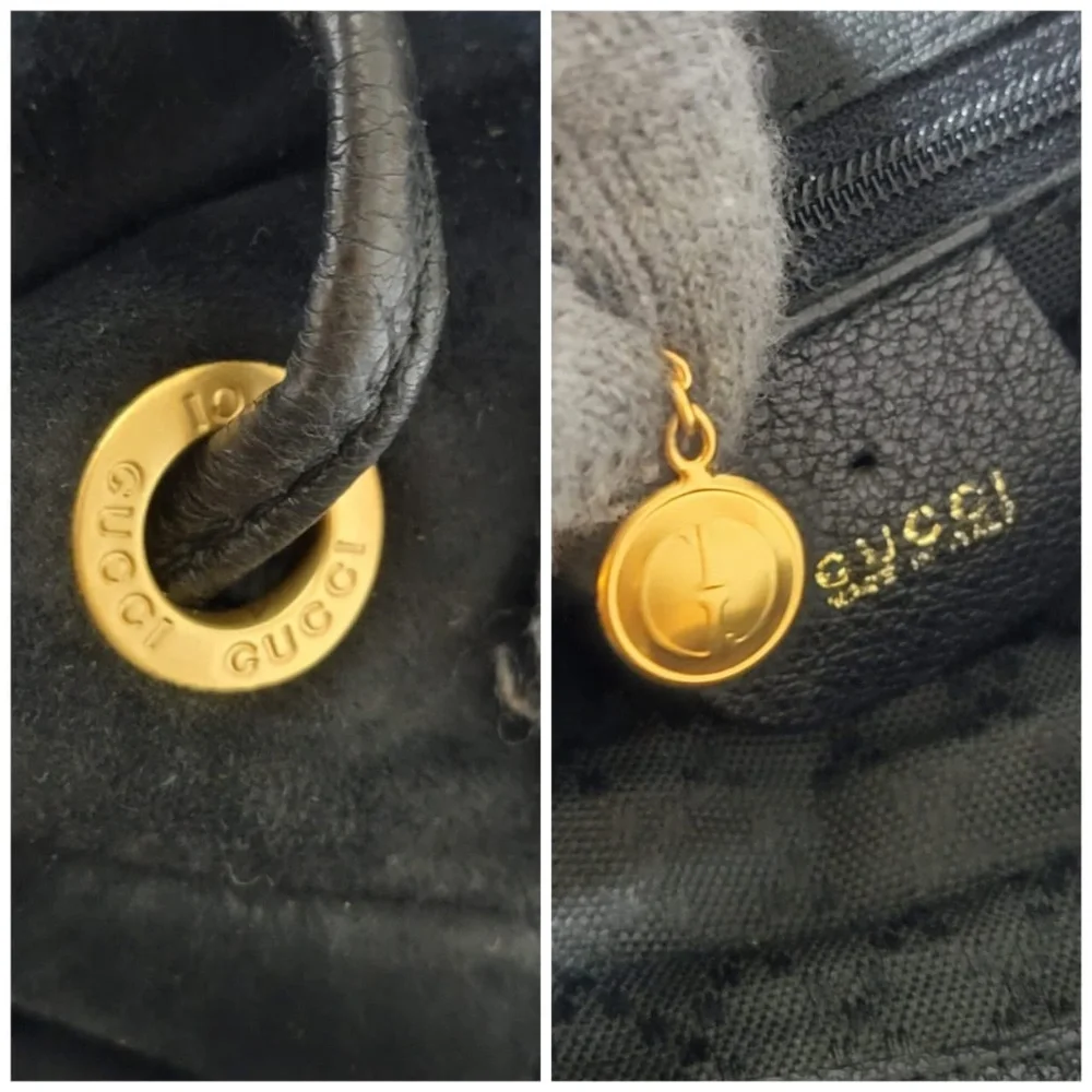 Authentic Gucci Vintage Suede & Leather Bamboo Backpack Black